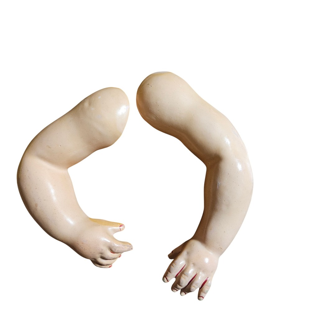 Vintage Composition Doll Arms Pair Replacement Parts Painted Nails 5" Oddity